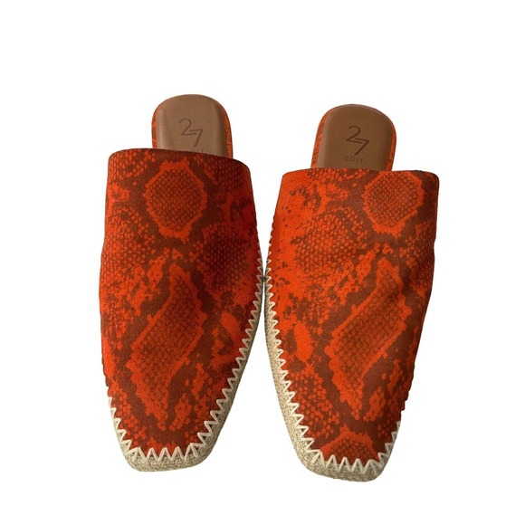 27 EDIT Naturalizer Candice Snake Print Orange Python Slip On Mules Size 9 - Picture 1 of 8
